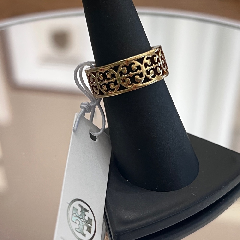 Sale! Tory Burch Gold Logo Eternity Style Ring